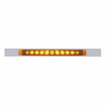 Chrome Top Mud Flap Plate With 11 LED 17" Light Bar - Amber LED/Amber Lens (Each)