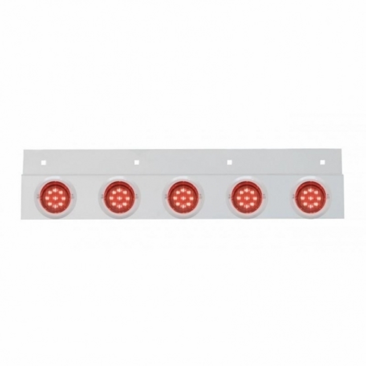 Stainless Top Mud Flap Plate With 5X 9 LED 2" Lights & Visors - Red LED/Red Lens (Each)