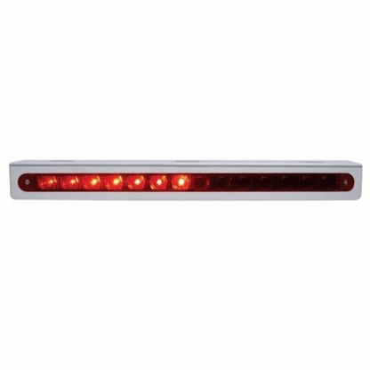 Stainless Light Bracket With 14 LED 12" Sequential Light Bar (Left to Right) - Red LED/Red Lens