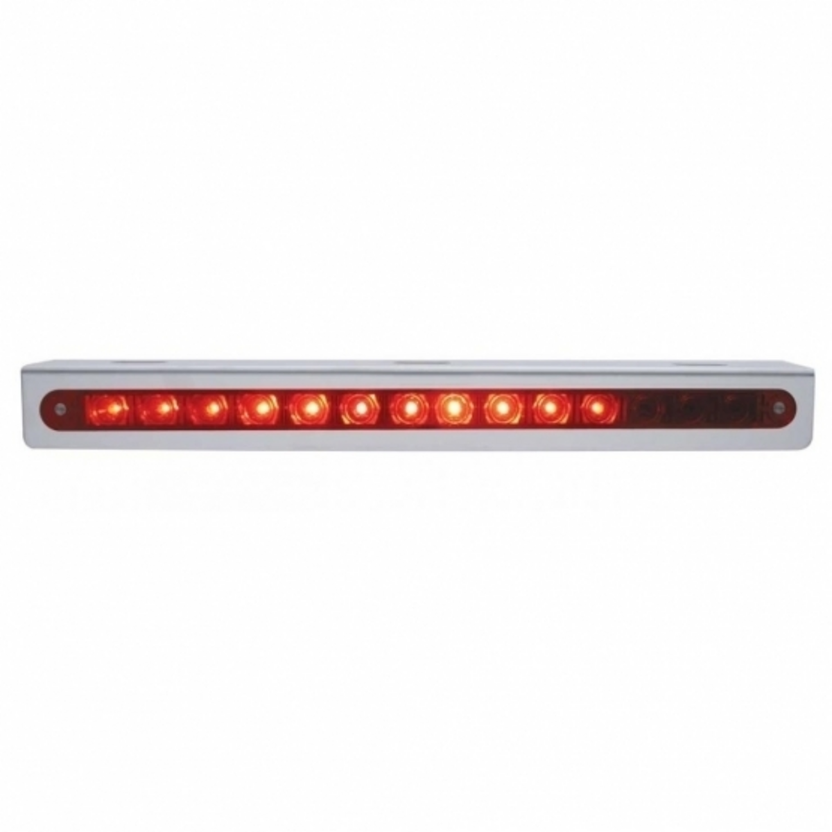 Stainless Light Bracket With 14 LED 12" Sequential Light Bar (Left to Right) - Red LED/Red Lens