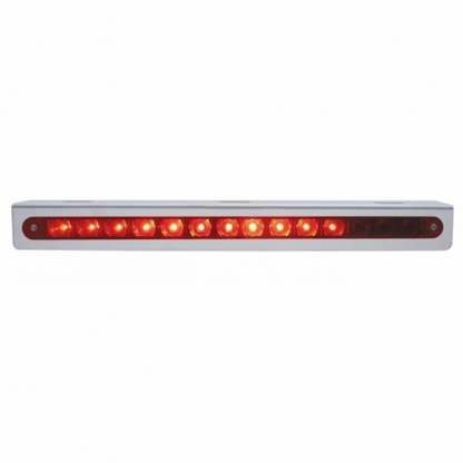 Stainless Light Bracket With 14 LED 12" Sequential Light Bar (Left to Right) - Red LED/Red Lens