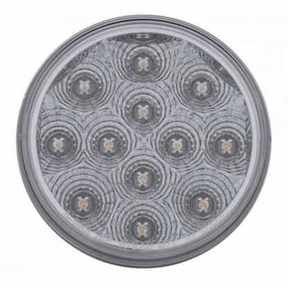 3-3/4" Bolt Pattern Chrome Spring Loaded Bar W/6X 12 Red LED 4" Refl. Lights & Visors -Clear Lens (Pair)