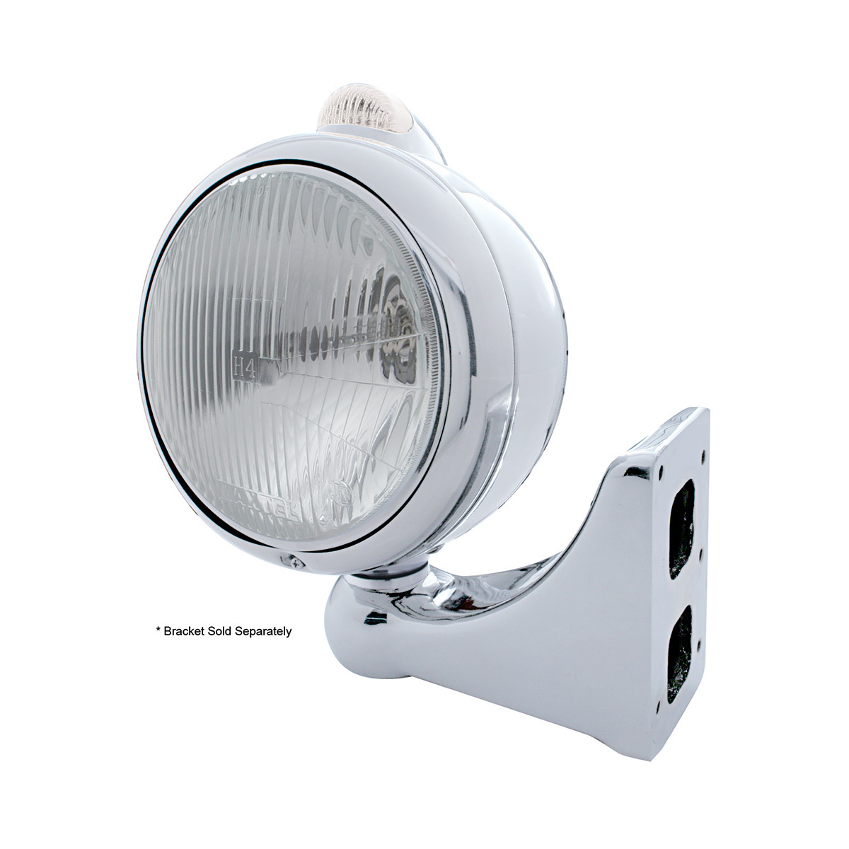 Stainless Steel Guide 682-C Headlight H4 & Dual Mode LED Signal - Clear Lens