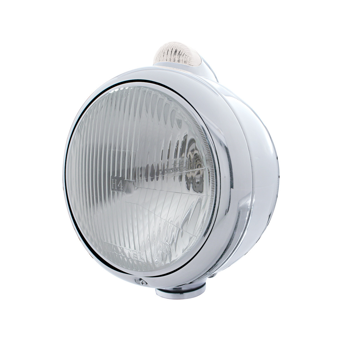 Stainless Steel Guide 682-C Headlight H4 & Dual Mode LED Signal - Clear Lens