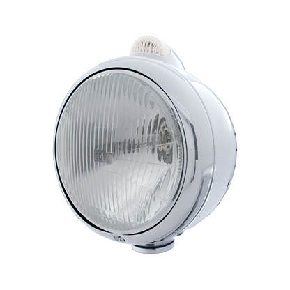 Stainless Steel Guide 682-C Headlight H4 & Dual Mode LED Signal - Clear Lens