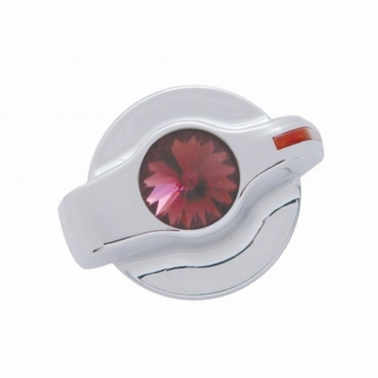 Chrome Plastic A/C Control Knob With Crystal - Purple Crystal