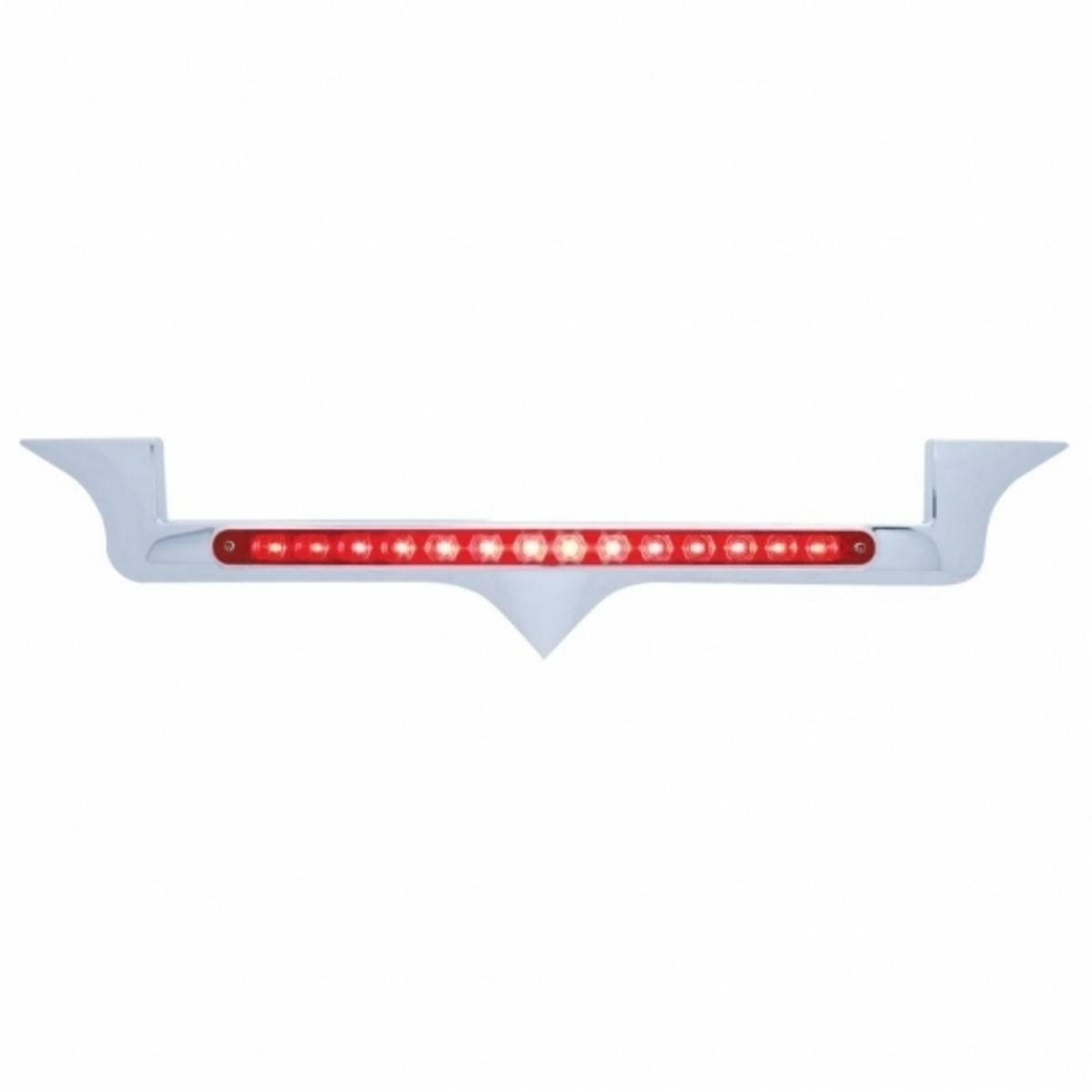 Chrome Hood Emblem Trim With 14 LED Light Bar For Kenworth - Red LED/Red Lens