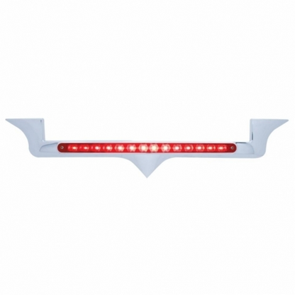 Chrome Hood Emblem Trim With 14 LED Light Bar For Kenworth - Red LED/Red Lens