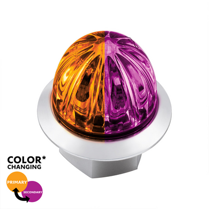 Double Fury 4 LED 1-1/8" Watermelon Clearance/Marker Light- Amber & Purple LED/ Clear Lens