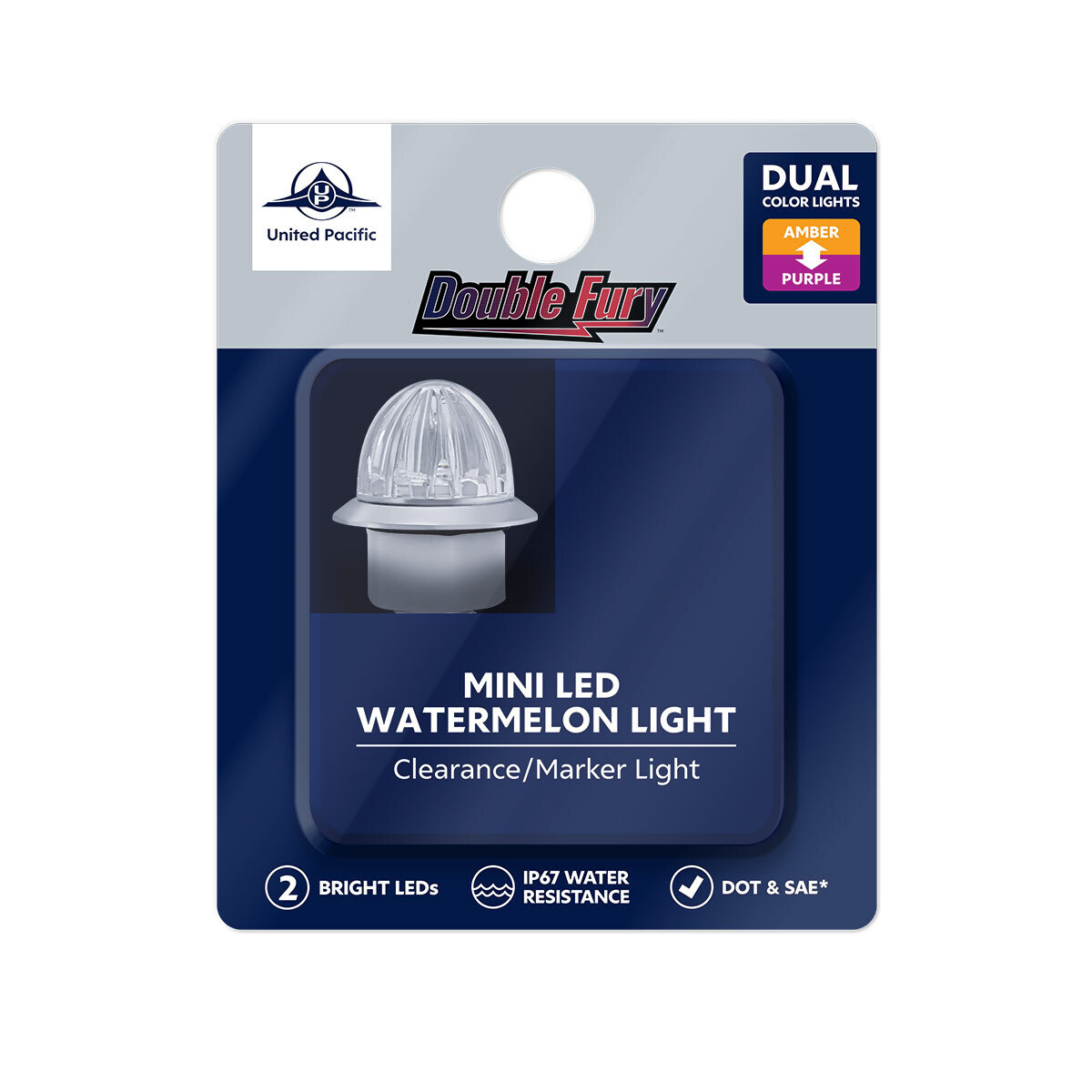 Double Fury 4 LED 1-1/8" Watermelon Clearance/Marker Light- Amber & Purple LED/ Clear Lens