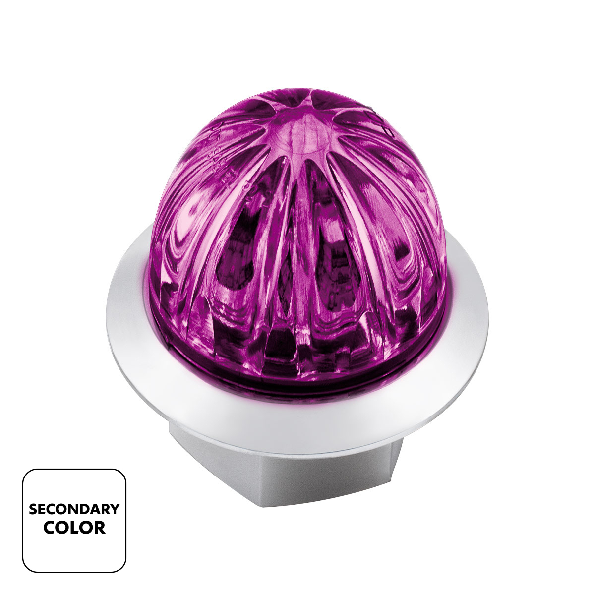 Double Fury 4 LED 1-1/8" Watermelon Clearance/Marker Light- Amber & Purple LED/ Clear Lens