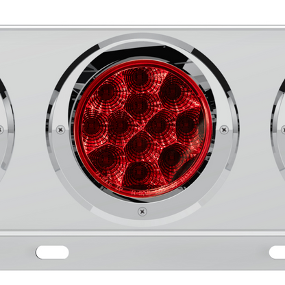 3-3/4" Bolt Pattern Deluxe SS Spring Loaded Bar W/6X 12 LED 4" Light & Visors -Red LED & Lens (Pair)