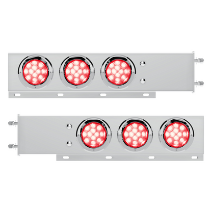 3-3/4" Bolt Pattern Deluxe SS Spring Loaded Bar W/6X 12 LED 4" Light & Visors -Red LED & Lens (Pair)
