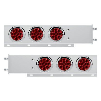 3-3/4" Bolt Pattern Deluxe SS Spring Loaded Bar W/6X 12 LED 4" Light & Visors -Red LED & Lens (Pair)