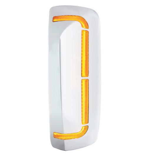 59 LED Chrome Mirror Cover With Sequential LED For 2012-2024 Volvo VNL - Driver
