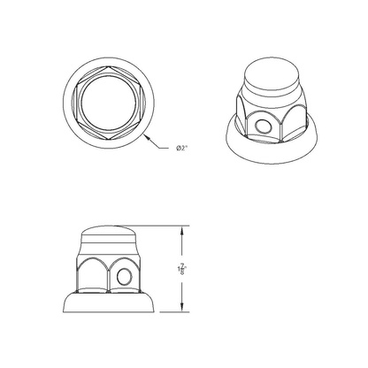 32mm x 2" Chrome Steel Tall Nut Covers With Flange (10-Pack)