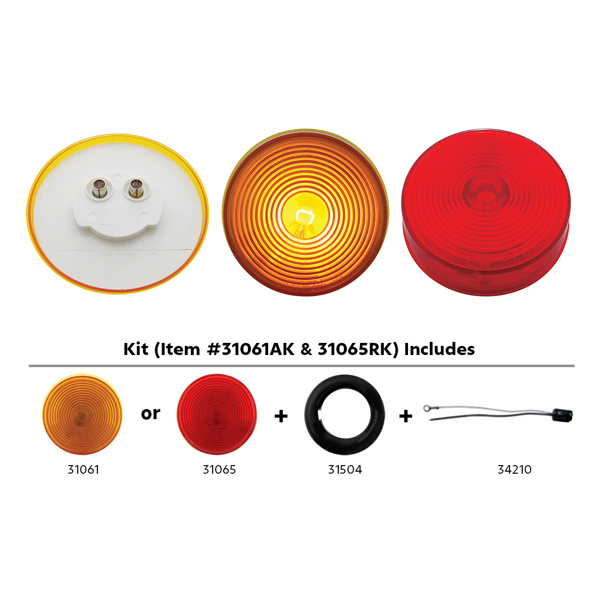 2.5" Round Light Kit (Clearance/Marker) - Red Lens