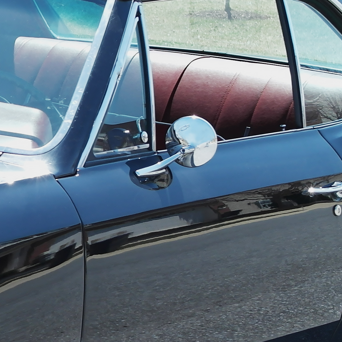 Exterior Mirror With Bow Tie Logo For 1966-72 Chevy Passenger Car - L/H