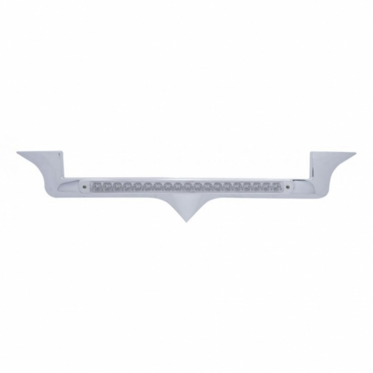 Chrome Hood Emblem Trim With 19 LED Reflector Light Bar For Kenworth - Amber LED/Clear Lens