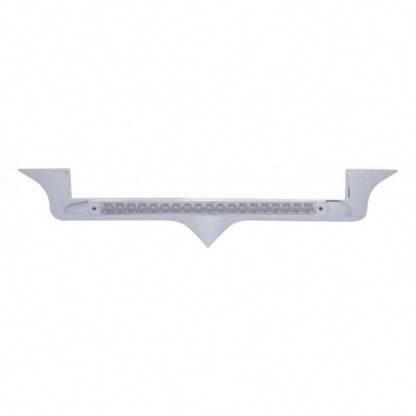 Chrome Hood Emblem Trim With 19 LED Reflector Light Bar For Kenworth - Amber LED/Clear Lens