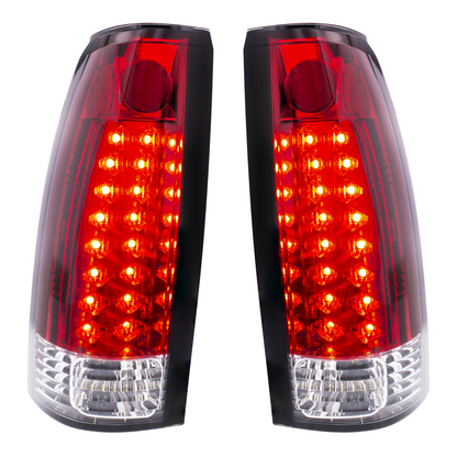 LED Tail Light For 1988-98 Chevy & GMC Truck (Pair) - Red & Clear Lens
