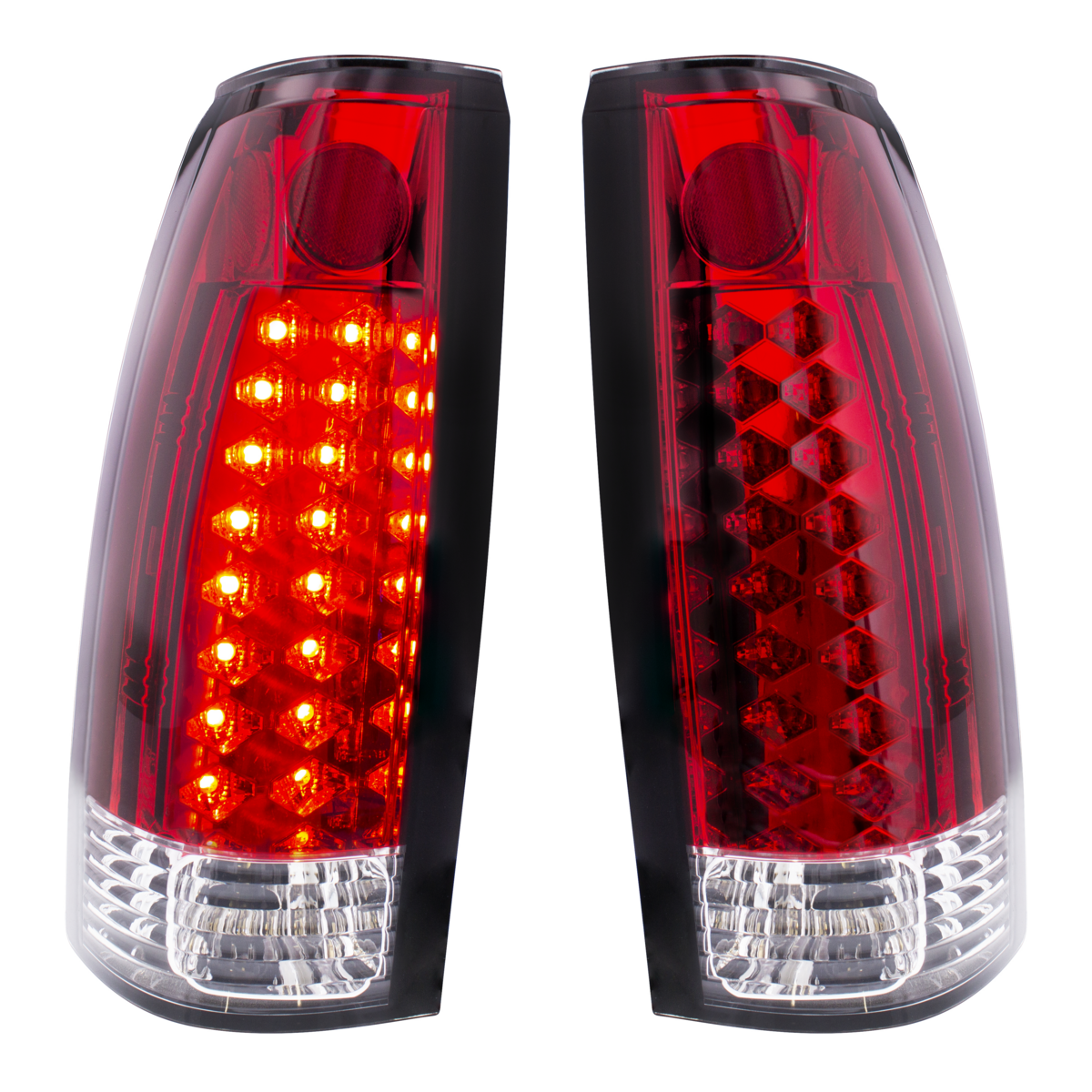 LED Tail Light For 1988-98 Chevy & GMC Truck (Pair) - Red & Clear Lens