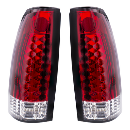 LED Tail Light For 1988-98 Chevy & GMC Truck (Pair) - Red & Clear Lens