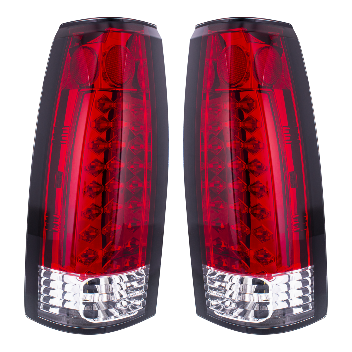 LED Tail Light For 1988-98 Chevy & GMC Truck (Pair) - Red & Clear Lens