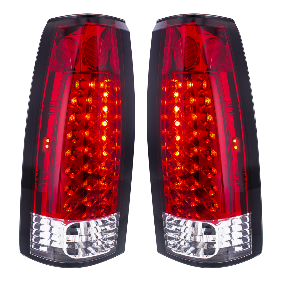 LED Tail Light For 1988-98 Chevy & GMC Truck (Pair) - Red & Clear Lens
