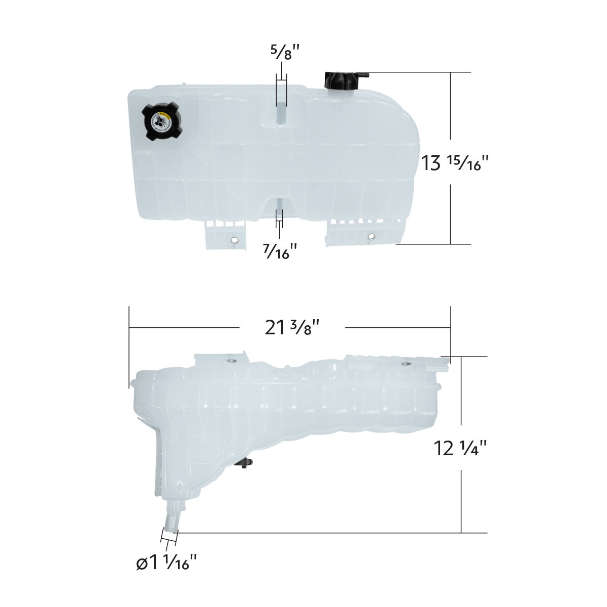 Pressurized Coolant Reservoir & Coolant Level Sensor For 2008-2022 Peterbilt 389 & Kenworth W900