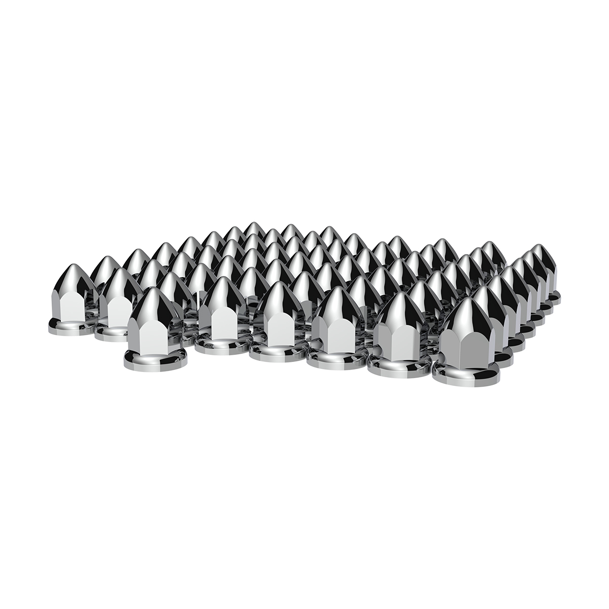 33mm X 2 3/8" Chrome Plastic Bullet Nut Covers W/ Flange - Push-On (Color Box Of 20)