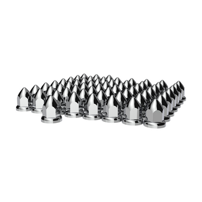 33mm X 2 3/8" Chrome Plastic Bullet Nut Covers W/ Flange - Push-On (Color Box Of 20)