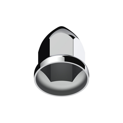 33mm X 2 3/8" Chrome Plastic Bullet Nut Covers W/ Flange - Push-On (Color Box Of 20)