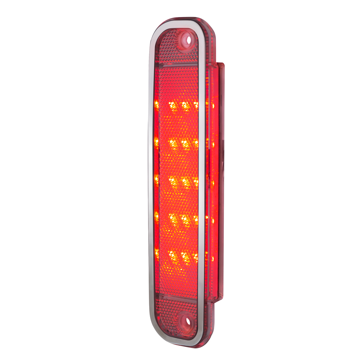 15 Red LED Side Marker With Stainless Steel Trim For 1973-80 Chevy & GMC Truck, Clear Lens
