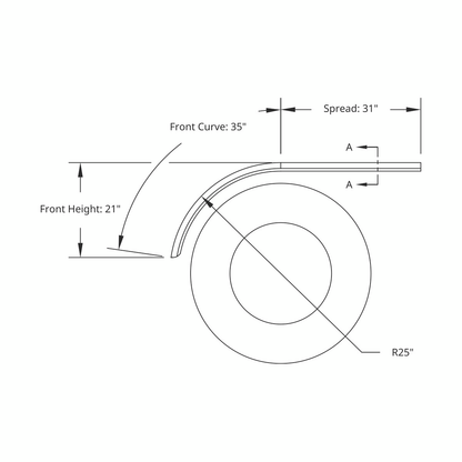 66" 430 Stainless Steel (16ga) Roll Formed Edge Smooth Half Fender - SS Series (Pair)