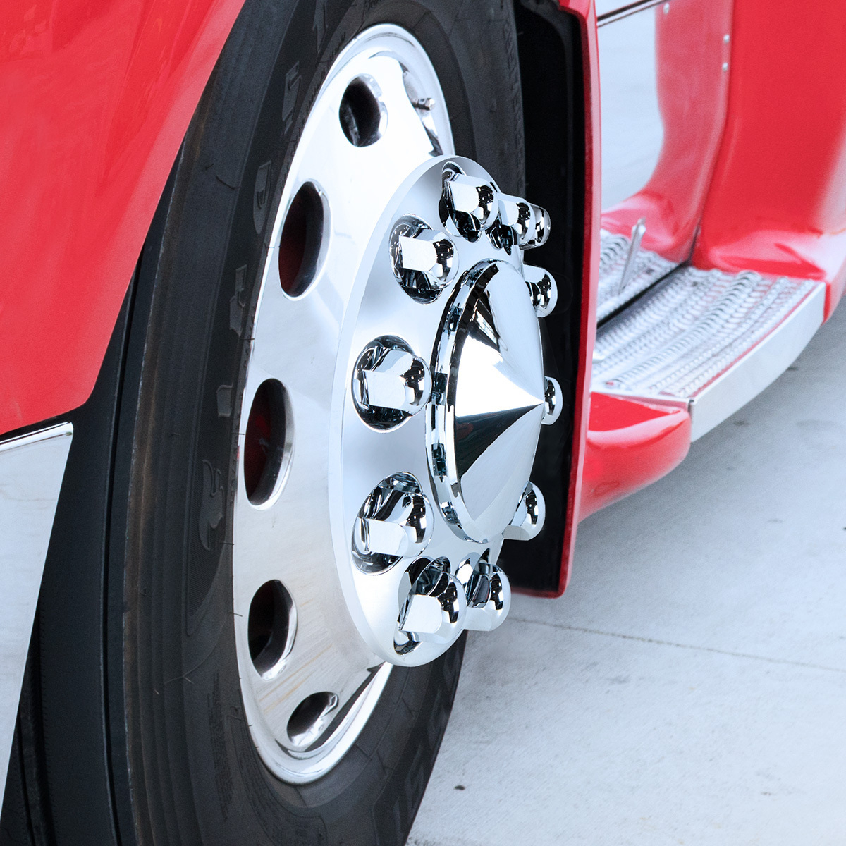 33mm X 2-7/16" Chrome Plastic Standard Nut Covers With Flange - Push-On (Color Box of 20)