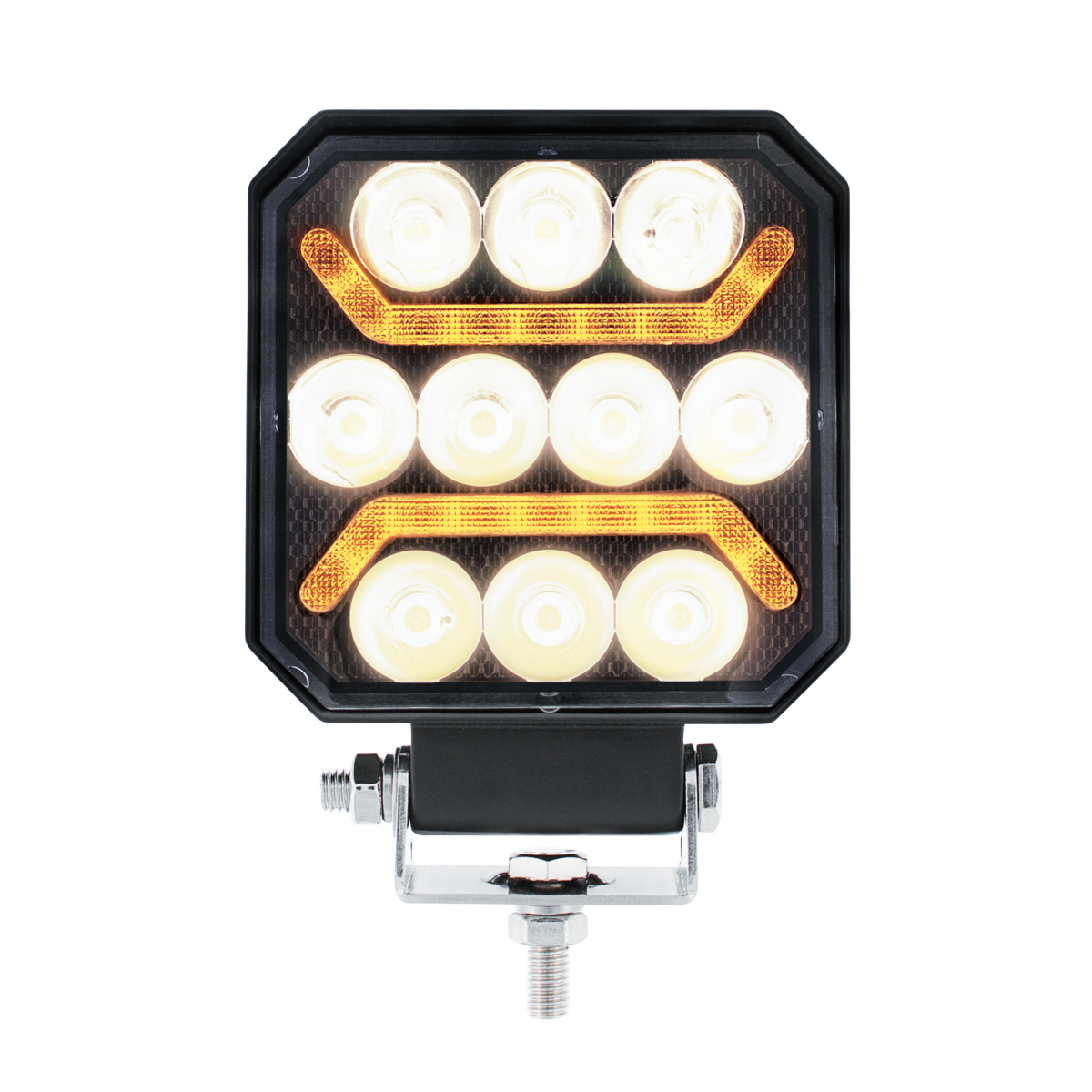 11 LED High Power LED Work Light With "U" Light Guide-Amber