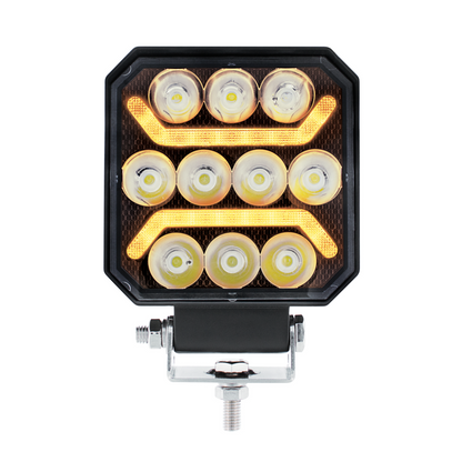 11 LED High Power LED Work Light With "U" Light Guide-Amber