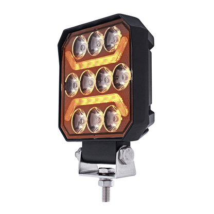11 LED High Power LED Work Light With "U" Light Guide-Amber