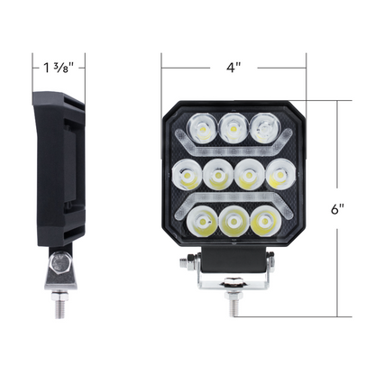 11 LED High Power LED Work Light With "U" Light Guide-Amber
