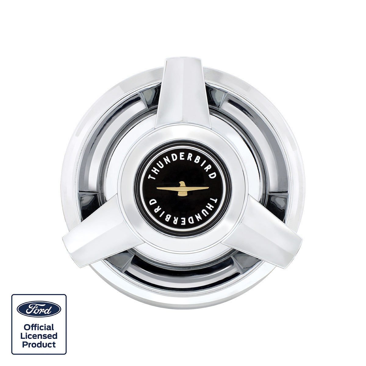 Chrome Hubcap For 1962-63 Ford Thunderbird Wire Wheels - Black Center