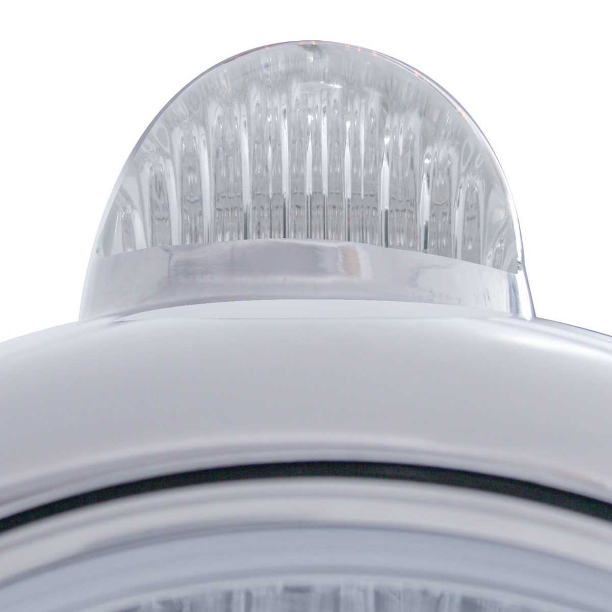 Stainless Steel Guide 682-C Headlight Crystal H4 & Dual Mode LED Signal - Clear Lens