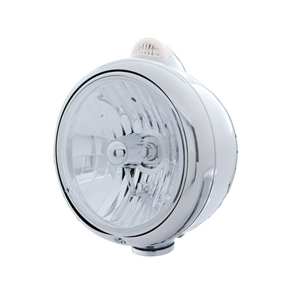 Stainless Steel Guide 682-C Headlight Crystal H4 & Dual Mode LED Signal - Clear Lens