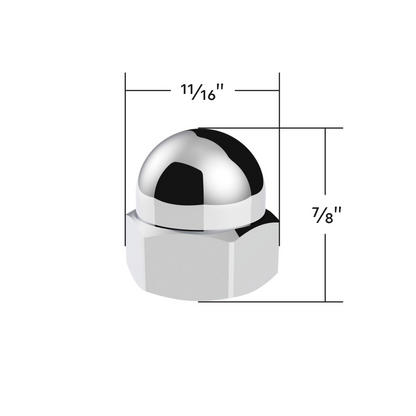 11/16" x 7/8" Chrome Die-Cast Acorn Nut Cover (50 pcs/Box)