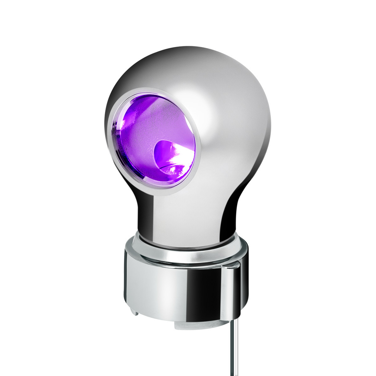 Thread-On Chrome Charlotte Gearshift Knob With LED 9/10 Speed Adapter-Purple LED