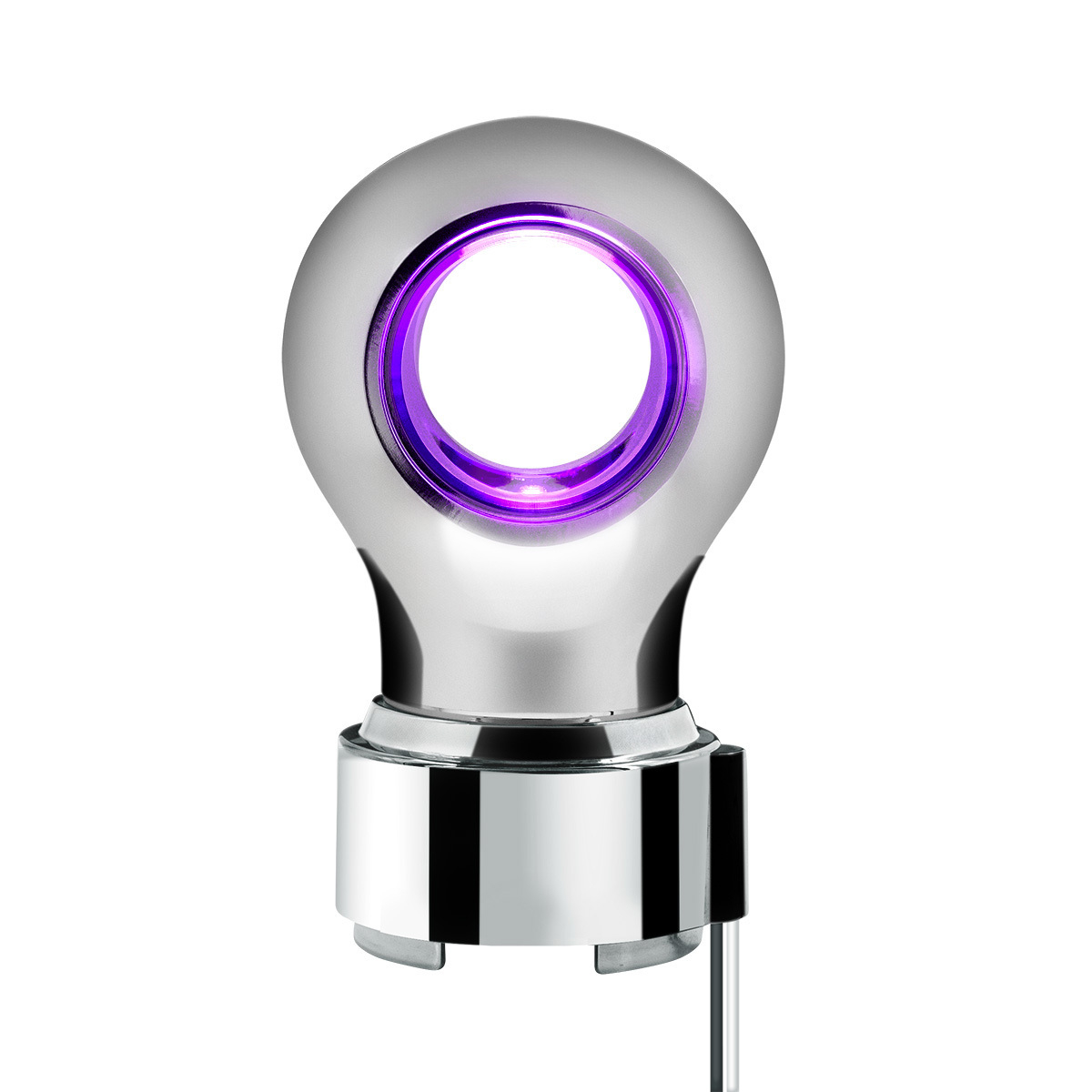 Thread-On Chrome Charlotte Gearshift Knob With LED 9/10 Speed Adapter-Purple LED