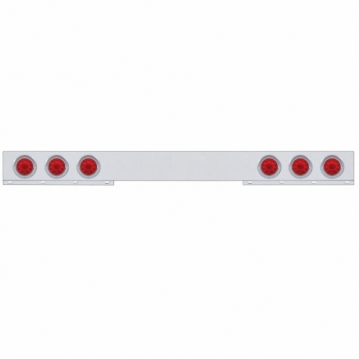 Stainless 1 Piece Rear Light Bar With Six 10 LED 4" Lights & Visors - Red LED/Red Lens