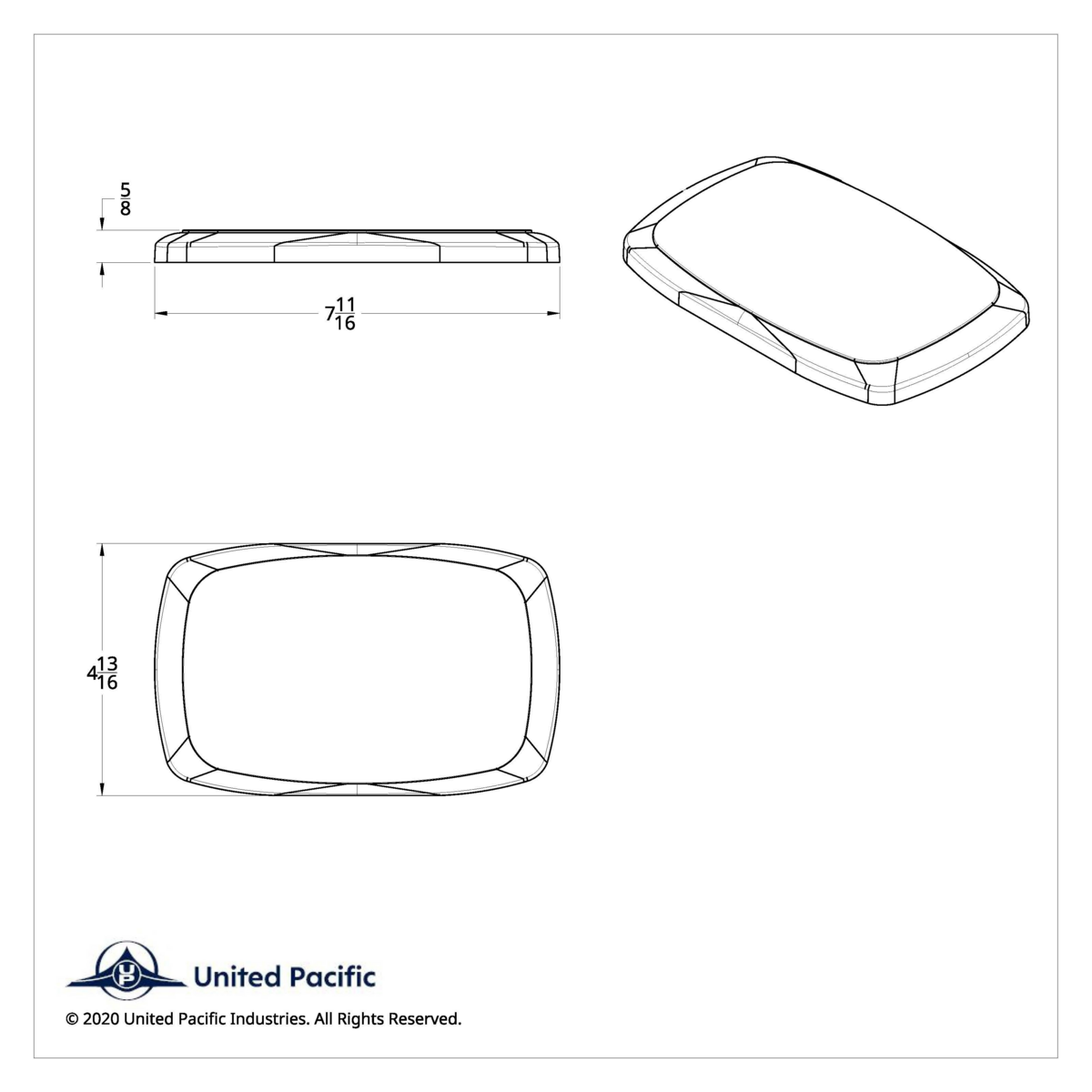 Chrome Rectangular Speaker Cover For Peterbilt 389 (2008+), 388 (2008-2014),& 335 (2006-2014)