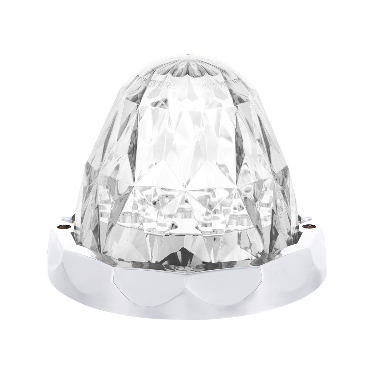 Double Fury 19 LED Dual Function Crystal Watermelon Light With Chrome Bezel-Amber & Red LED/Clear Lens