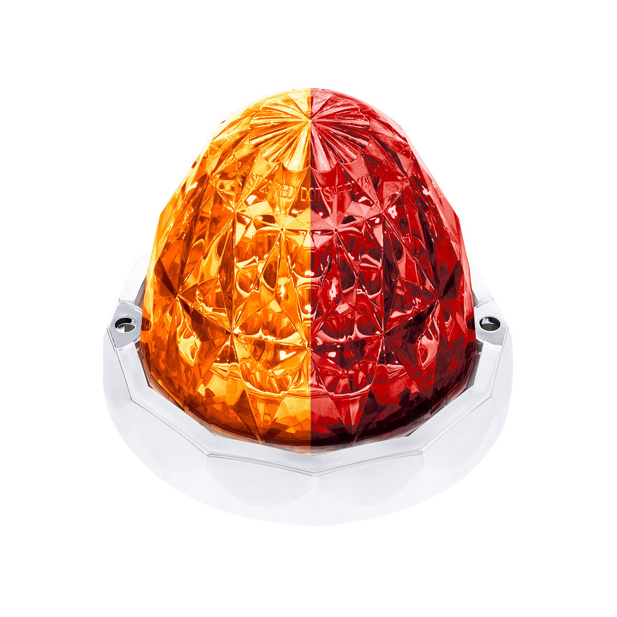 Double Fury 19 LED Dual Function Crystal Watermelon Light With Chrome Bezel-Amber & Red LED/Clear Lens